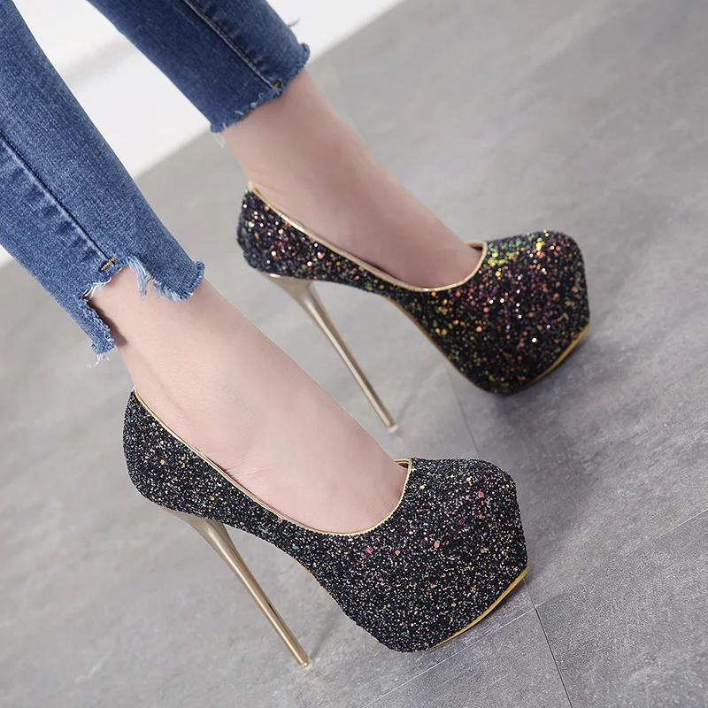 High heels 16cm stiletto super high heel shoes sexy nightclub banquet shoes large size high heels..