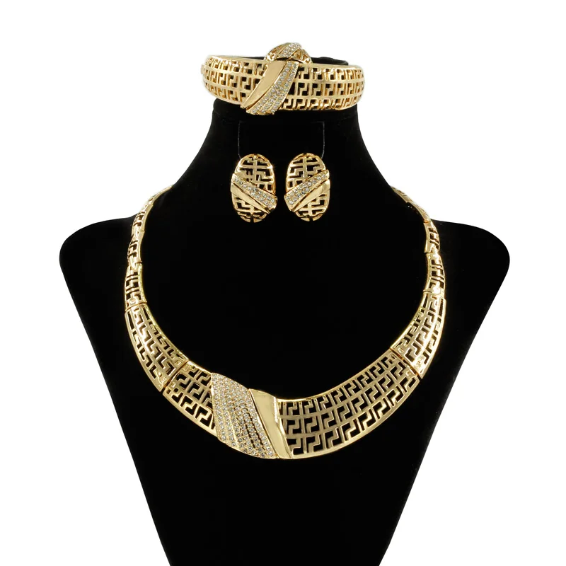 Liffly Direct Selling European Fashion 18 gold Jewelry Set gold