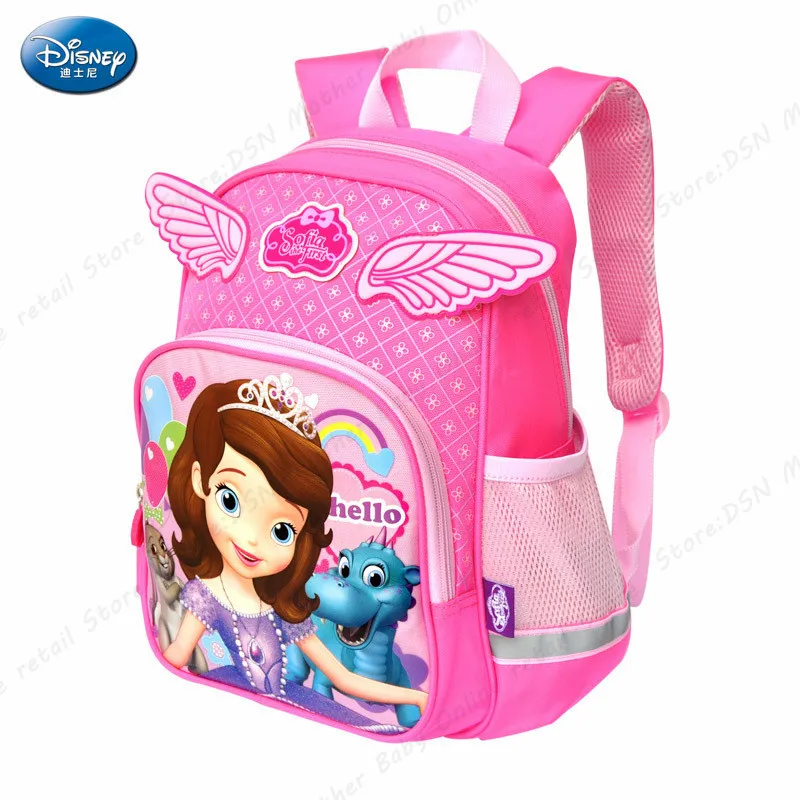 Подлинная Дисней Милая принцесса София школьная книга рюкзак с 3D Крылья ангела Дети большой емкости красная сумка для девочек креативный подарок