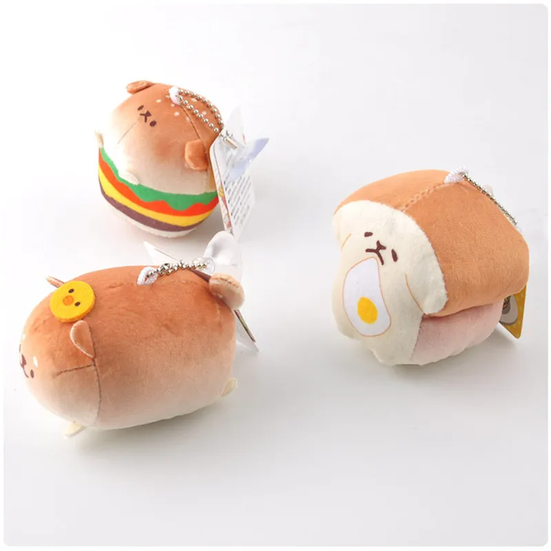 Bread Hamburger Cheese Dog Plush Pendants Toys Puppy Dog Dolls (9)