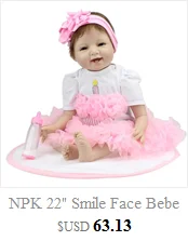 NPK 42 см Силиконовые reborn baby кукольные бонеки Baby Reborn реалистичные Магнитная соска bebe Кукла reborn для девочек Подарки Игрушки