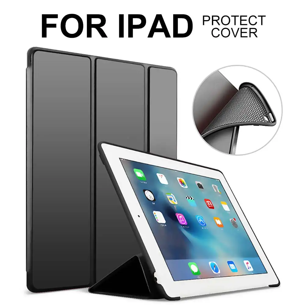 Для iPad 9,7 2018/2017 чехол Trifold Stand Folio кожаный силиконовый мягкий смарт-чехол для iPad 2/3/4 Air 2/Air Mini 1 2 3 4 чехлы