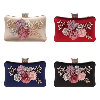 

Women Flower Wallet Clutch Shoulder Bag Beaded Party Prom Handbag Wedding Evening Purse Wallet