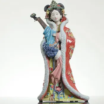 

Collectible Chinese Shiwan Ceramics Lady Figurine Diao Chan Xi Shi Gui Fei Asian Beauties Antique Statues Handpainted Art Piece