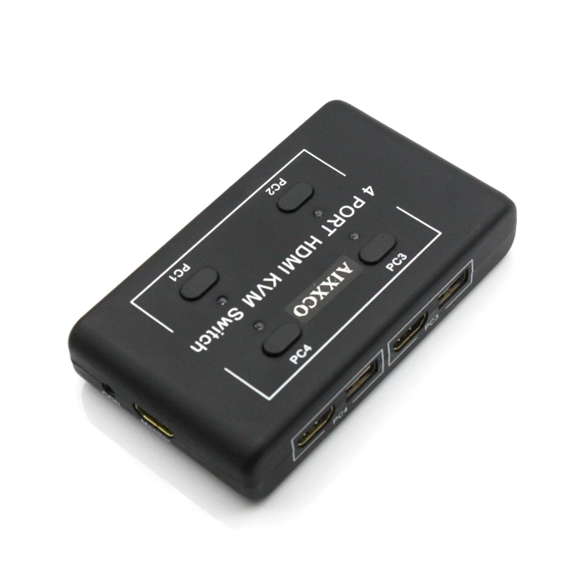  AIXXCO HDMI KVM Switch Switcher 4 Port PCs Sharing 4 Devices for Keyboard Mouse Printer Monitor Sel