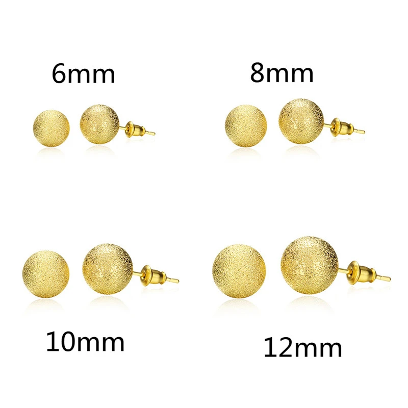 6mm 8mm 10mm 12mm Gold Ball Stud Earrings For Women Men Jewelry Punk 6mm 8mm 10mm 12mm Gold Ball Stud Earrings For Women Men Jewelry Punk Female S In From