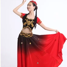 Большой качели Уйгурский костюмы меньшинств Танцы костюмы Китайская народная Одежда для танцев Этническая Танцы производительность носить костюмы