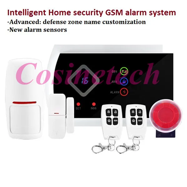 

Intelligent Home security alarm system with new door sensor,PIR detector,APP Control SMS GSM alarm system support RFID keypad