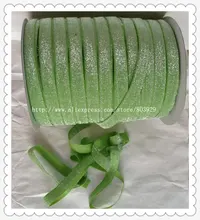 (50 jardas/lote) Não-stretch 1.5 “Fosco Jasmine Verde Glitter Ribbon