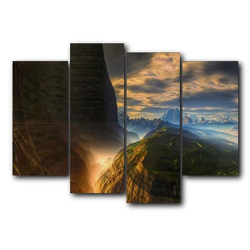 

Natural Landscape Sunrise Mountain Abstract Modular Canvas Oil Painting Poster Vintage Wall Art Living Room Home Decor No Frame