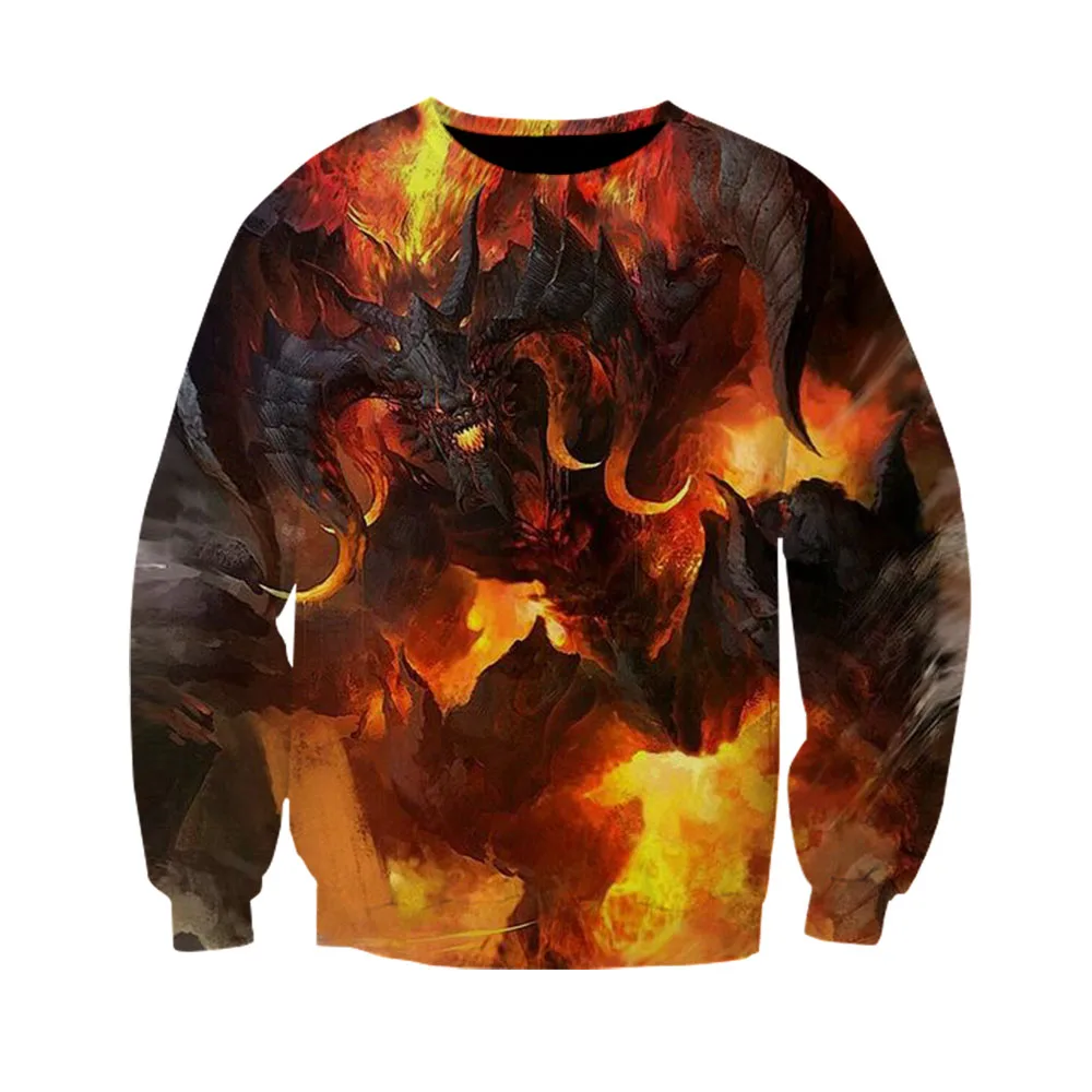 

Fire Fantasy work Long Sleeve Dragon Sweartshirt Mens Womens male Boy Hip Hop Sweatshirts Funny hoodie 3D Print Streetwear Coat