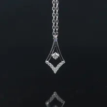 LASAMERO Halo 0.092CT 18k Gold Round Cut Square Center Pave Set Natural Diamond Pendant Necklace Chain Women Fine Jewelry