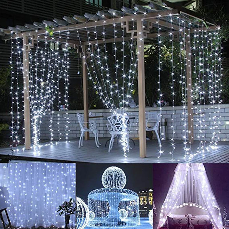 3M*3M 304LED Linkable Curtain String Fairy Lights Indoor Outdoor Christmas Garland For Party Wedding Garden Holiday Decoration