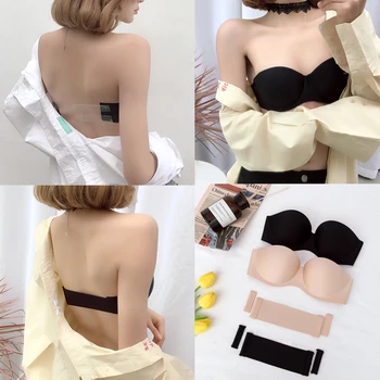 

Girls Strapless Wire Free Push-up Seamless Bra Women's Stretchy Bra Intimate For Female