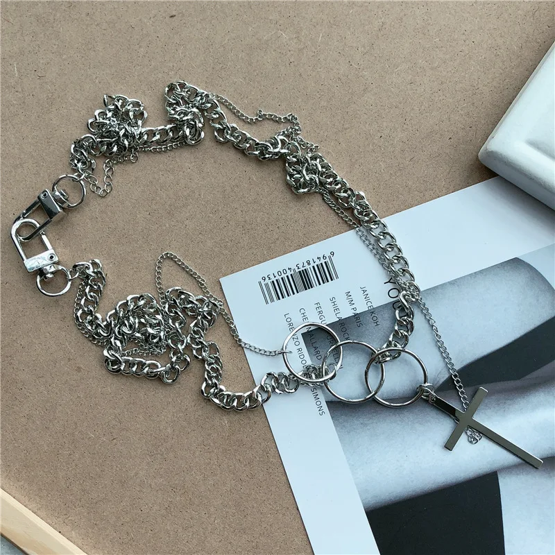 DIEZI модный винтажный многослойный металлический кулон в виде креста на цепочке ожерелье хип-хоп панк геометрический колье ожерелье s для женщин и мужчин