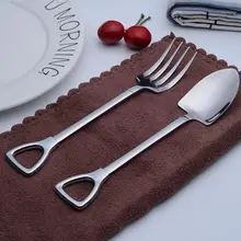 Retro Stainless Steel Shovel Spoon Salad Dessert Food Eating Spoon Tableware Cutlery Creative Couple Valentine Gift F20173191