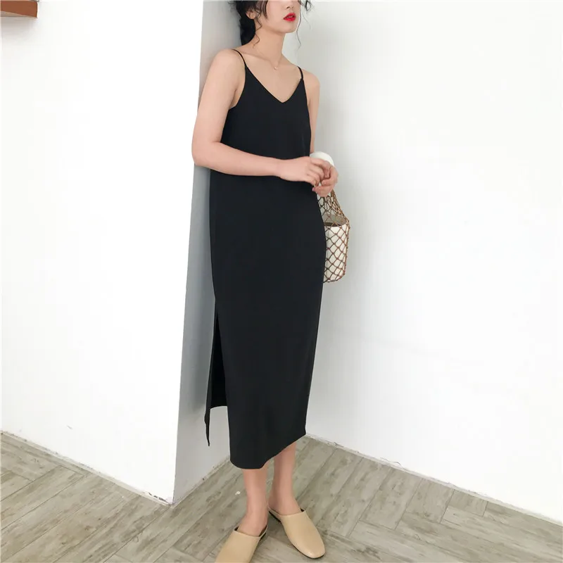 Ceny Seksowna dekolt w szpic sukienka z nacięciem bocznym kobiety bez rękawów Off Shoulder Spaghetti Strap Vogue luźna seksowna klubowa elegancka sukienki kobieta 2019 Hot