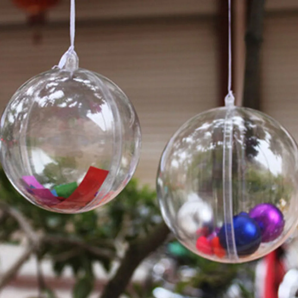 12-Piece 6-Piece Clear Plastic Fillable Ball Ornaments Hanging Decor 