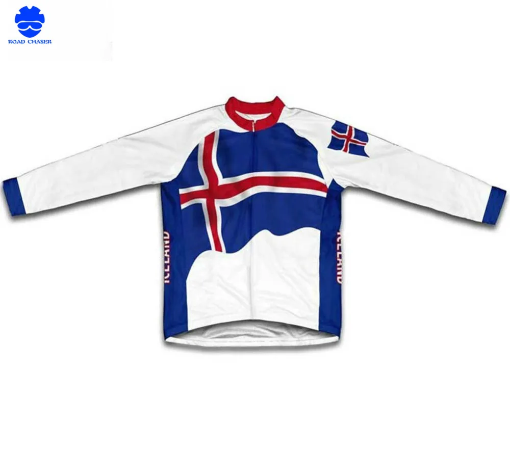 Iceland Flag Cycling Clothing Man Long Sleeve Winter Thermal Fleece