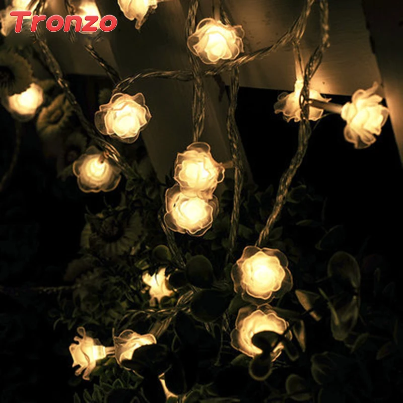 

New Romantic Wedding Decoration Rose LED Lights 2M 20Pcs Roses LED String For Home Mail Party Supplies
