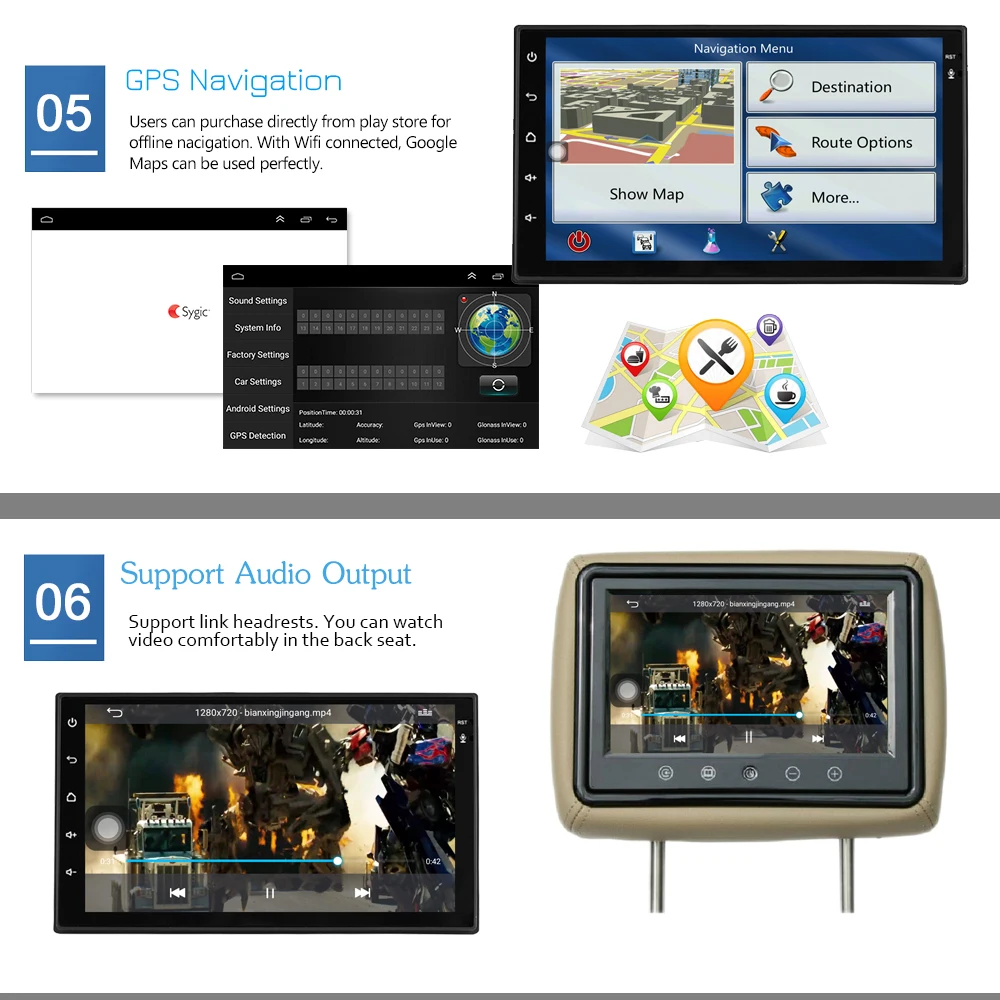  CARRVAS 2 Din Android 8.1 GPS Navigator 2G RAM 32G ROM Car Stereo 1080P Autoradio Quad Core Audio R