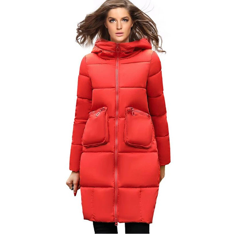 2017 New Winter Warm Thicken Long Parkas high quality Fashion Slim Hooded Cotton Padded Jacket Big Pocket Women Coat Zipper 5L31 2017 New Winter Warm Thicken Long Parkas high quality Fashion Slim Hooded Cotton Padded Jacket Big Pocket Women Coat Zipper 5L31