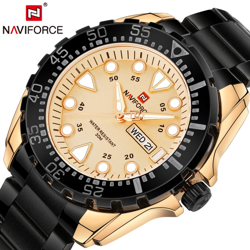 

Mens Watches Top Brand Luxury NAVIFORCE Men Full Steel Quartz Watch Analog Waterproof Sports Watches Army Military Wrist watch