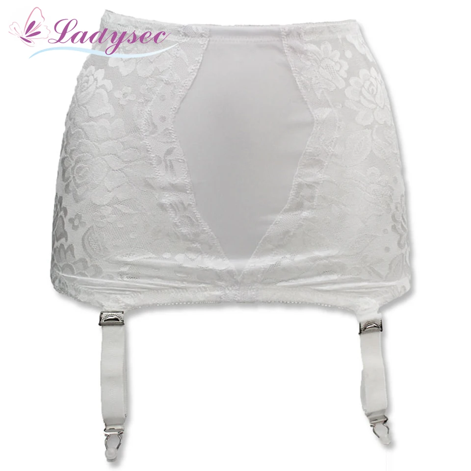 Vintage Women Garter Belt Female High Waist White Classic Garter Belt for Stocking Floral Lace Metal Buckles Sexy Lingerie