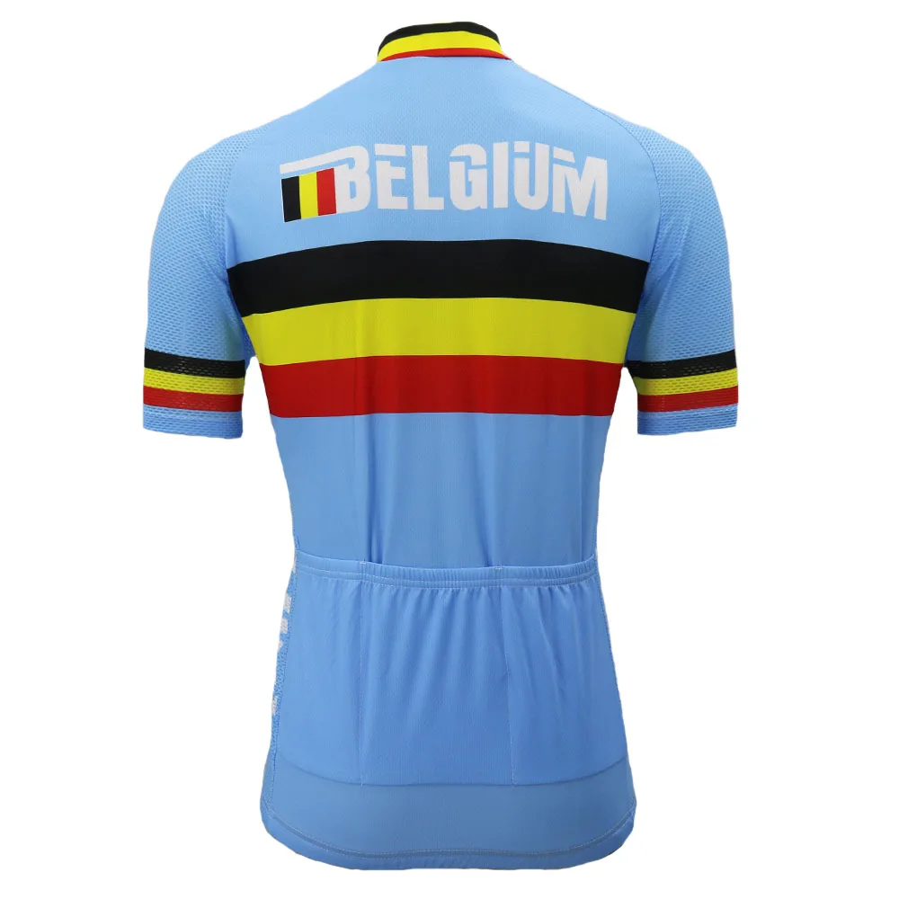 BELGIUM Retro classic men Cycling Jersey Road RACE Team Bike Cycling Jersey Tops blue short-sleeve maillot jersey Customized