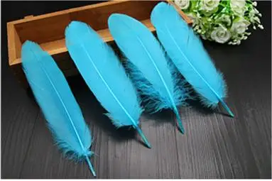 Смешанные цвета 50 шт гусиный Feathers15-20cm гусиное перо сценический шлейф Ловец снов промытый гусиный пух пушистый шлейф для свадьбы - Цвет: 50pcs  blue