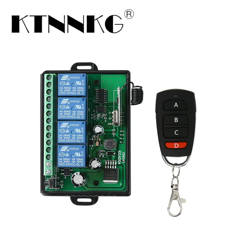 

433Mhz 220V Ceiling Lamp Light LED Bulb Wireless Remote Control Switch Wall Pannel Transmitter Input Output 12V RF Receiver