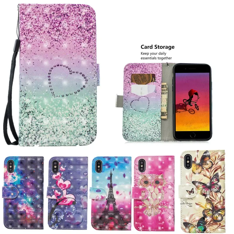 

Leather Flip Wallet Case For Cover iphone 6 6S 7 8 Plus x 10 Ten SE 5S 5 XR Luxury 3D Card Holders Cover For apple iphone xs max