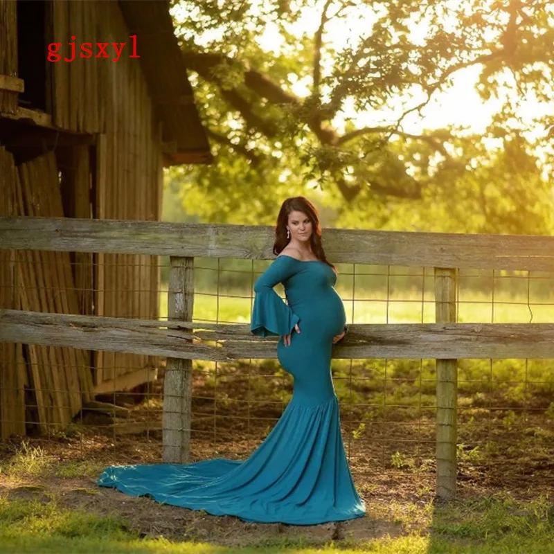 New Style Maternity photography props maxi Maternity gown Cotton Maternity Dress Maternity Fancy Photo Shooting pregnant dress