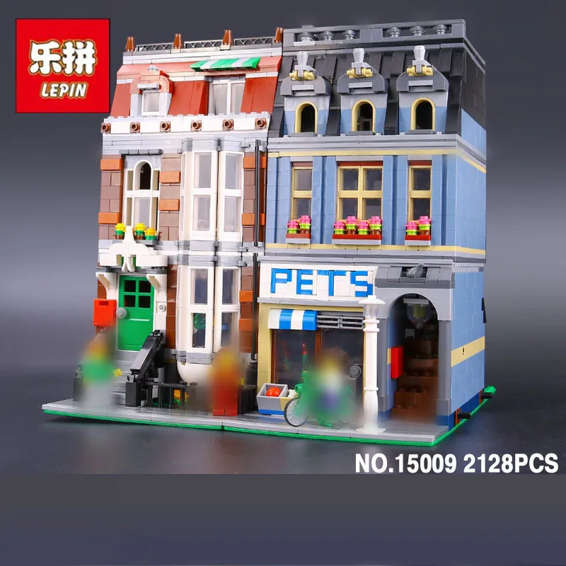 

LEPIN 15009 2082Pcs Street View series Pet shop Model Building Blocks Set Bricks Toys For Children Gift 10218 Educational toys