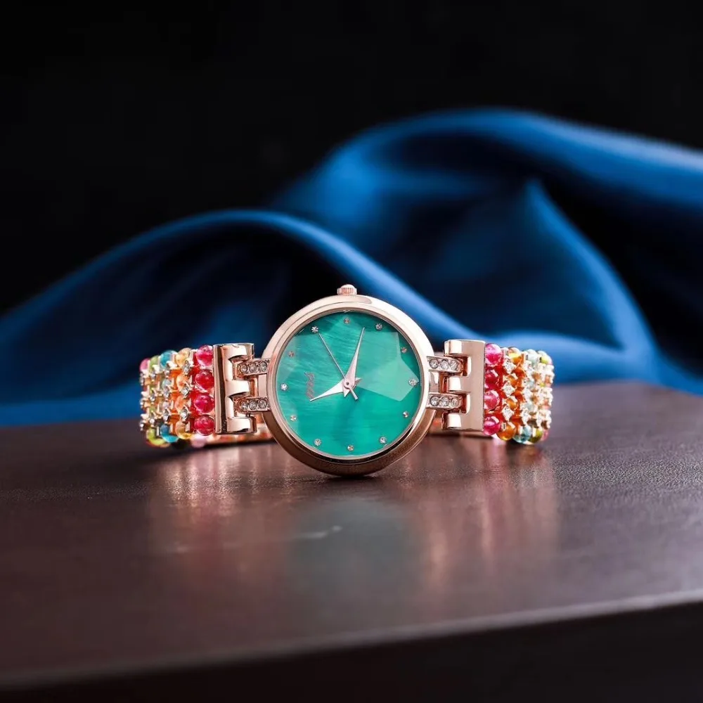 Природный турмалиновый камень браслет и 33 мм часы DIY ювелирные изделия для женщин водонепроницаемые часы для летнего пляжа оптом