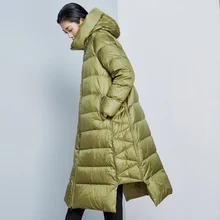 Линетт's Chinoiserie зима Дизайн высокое качество Для женщин мода плюс Размеры X-с длинным капюшоном Белые куртки-пуховики пальто