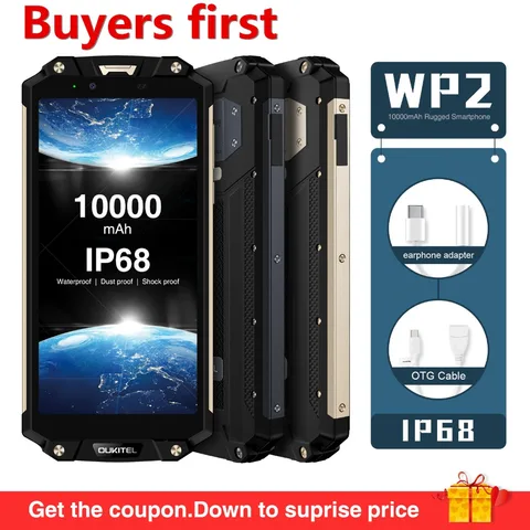 Oukitel WP2 NFC IP68 Waterproof 18 9 6 0 FHD10000mAh mobile phone Android 8 0 4GB 64GB MT6750T Octa Core 16MP LTE Smartphone
