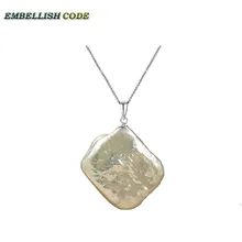 Популярный простой барочный жемчуг pandent ожерелье блок призма Форма белая коробка цепь 925 серебро 16 ''18'' летний подарок леди