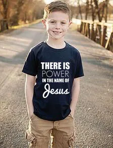 Детская футболка с короткими рукавами для маленьких девочек с надписью «There Is power In The Name of Jesus» Летняя одежда топы, одежда Повседневная Блузка