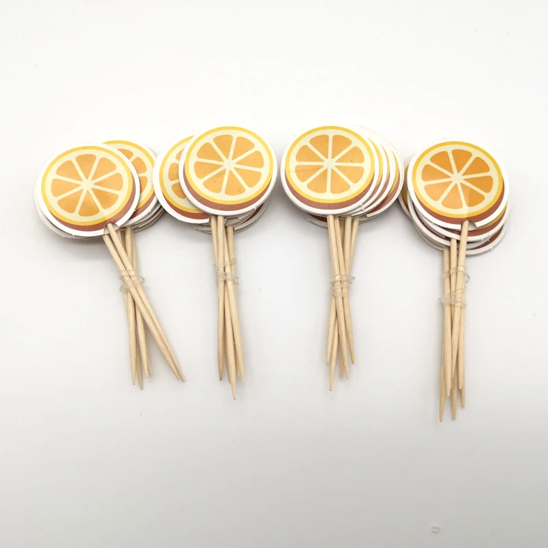 

24PCS Baby Shower Party Fruit Lemon Theme Cupcake Toppers Decorations Kids Girls Favors Events Birthday Cake Toppers With Sticks