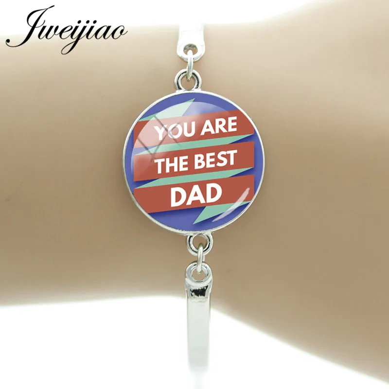 

JWEIJIAO 2018 Fathers Gift ' You are the best Dad' Bracelet Letter design I Love Dad Charms Hand Chain Personalized FQ935
