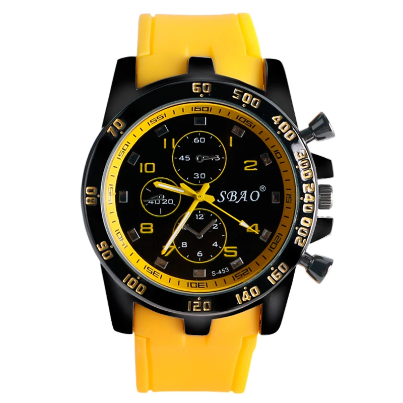Trendy Casual Quartz Wrist Watch Men Simple Analog Military Yellow Silicone Band Gift relogio