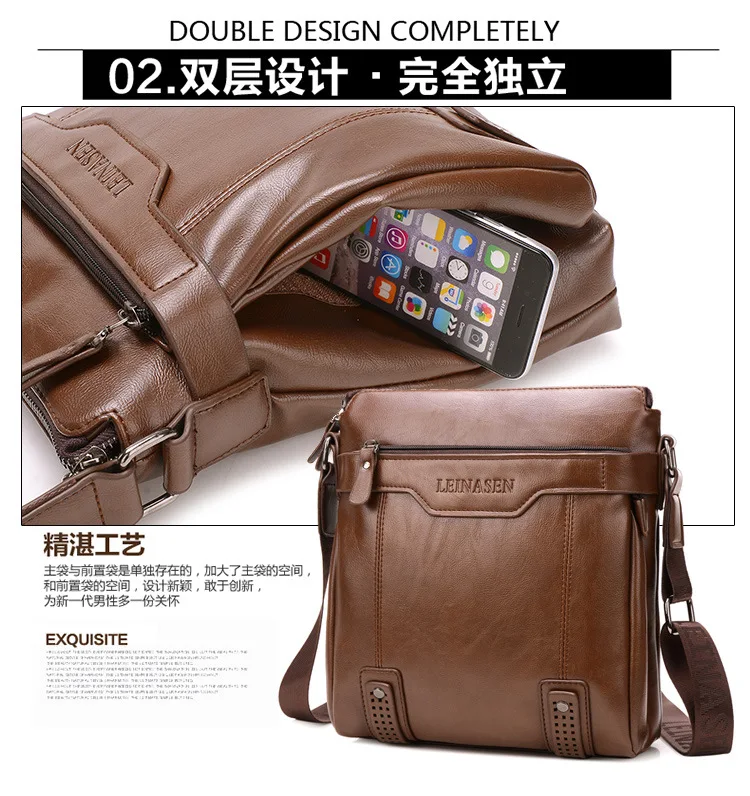 Men Fake Leather Business Messenger Bag Travel Causal Small Shoulder Crossbody Portfolio Bag Briefcase (8)