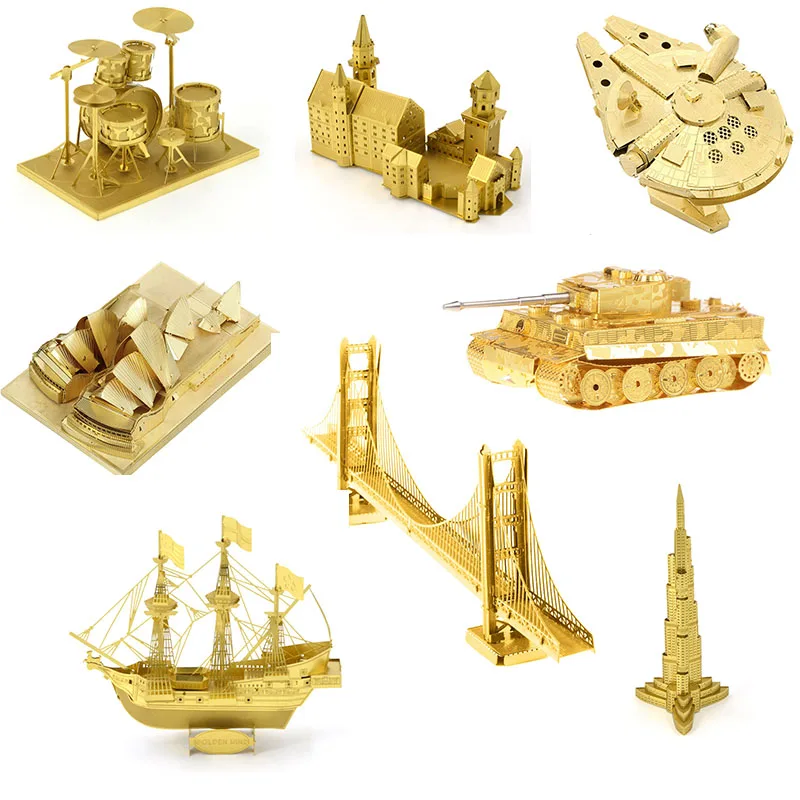 

Gloden Series Metal 3D Puzzles DIY Assembly Construction Dinosaur Model Kits Jigsaw Puzzles Adult Children Christmas Gift Toys