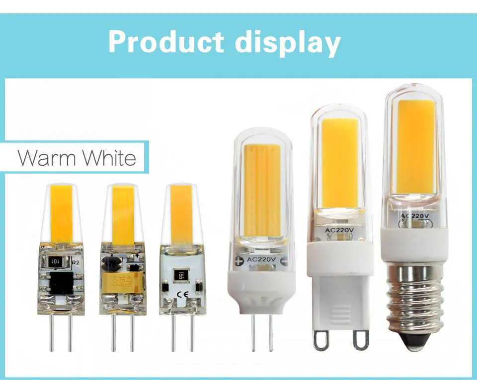 10 шт./лот, супер яркость, G4, G9, E14, 6 Вт, 9 Вт, COB, светодиодная лампа, 360 градусов, светодиодный прожектор, замена галогенной люстры, угол луча 360