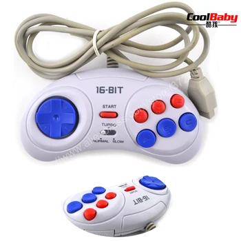 

2pcs 16 bit Classic Wired Game Controller for SEGA Genesis 6 Button Gamepad for SEGA Mega Drive Mode Fast Slow white