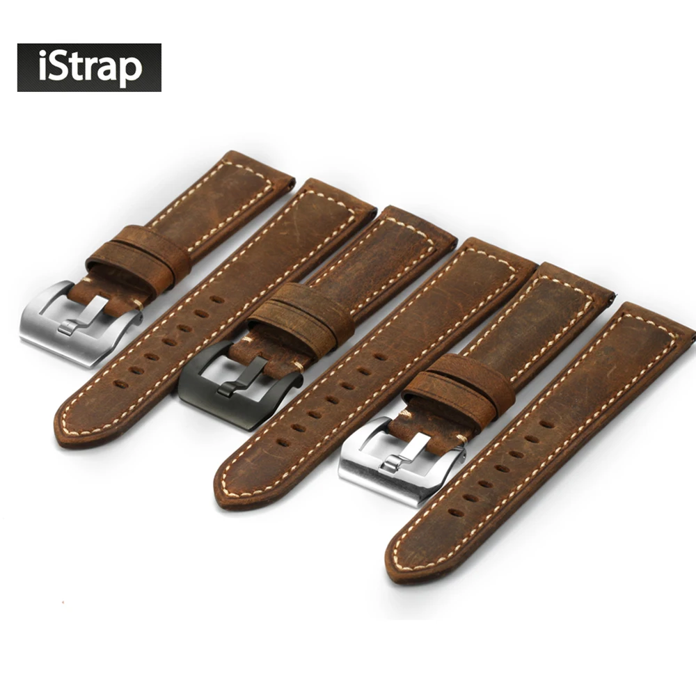 iStrap Newest Dark brown  22mm  Assolutamente Italian calf genuine leather watchband watch wrist strap band for Panerai