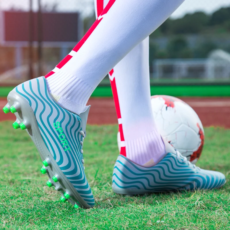 Длинные шипы футбольные бутсы для использования в помещении футбольная обувь мужской, Футбол бутсы AG ботинки кроссовки мягкие мужские газон игры хорошие Quality35-45