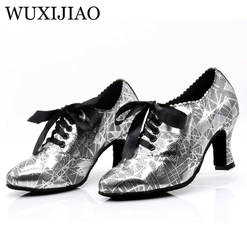 WUXIJIAO/Новинка черные туфли из искусственной кожи на низком каблуке для женщин