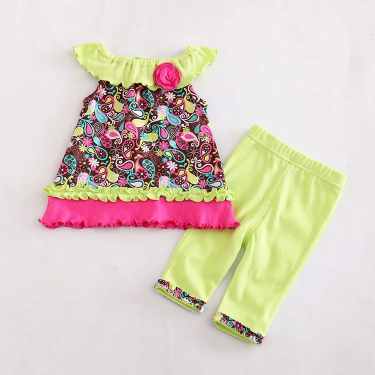 

IYEAL New Arrive Baby Girls Clothing Flower T shirt+pant Set fashion summer kids clothes suit 100% Cotton Princess Baby set